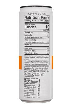Tru: Tru-12oz-2024-Sparkling-Energy-OrangeMango-Facts