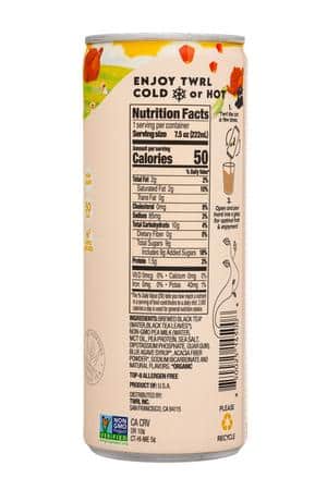Twrl Milk Tea: Twrl-7oz-2024-MilkTea-PBBlack-Facts