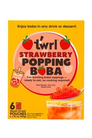 Twrl Milk Tea: TWRL-6pch-2024-PoppingBoba-Strawberry-Front