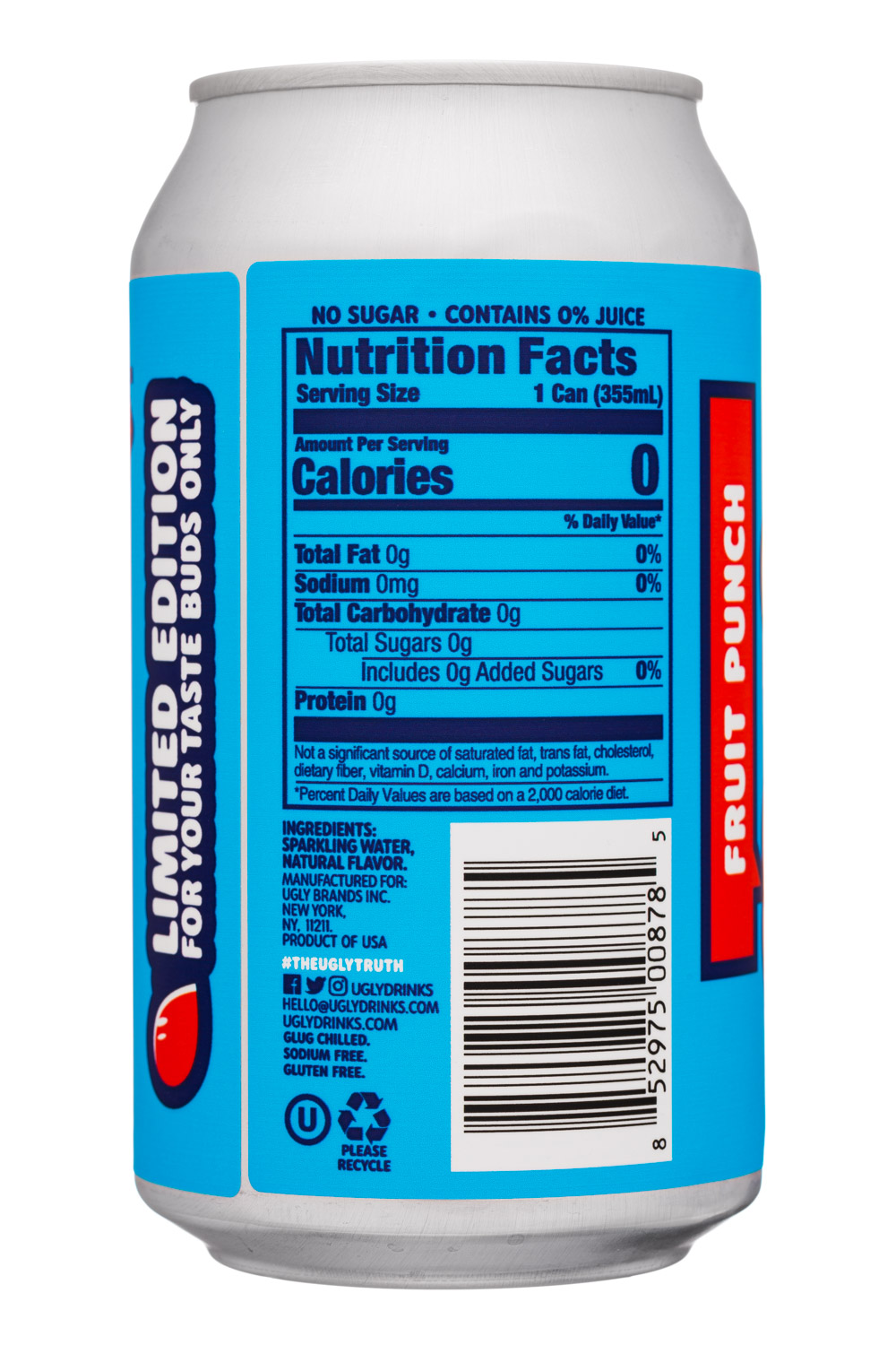 Ugly Drinks: Ugly-12oz-2020-Seltzer-FruitPunch-Facts