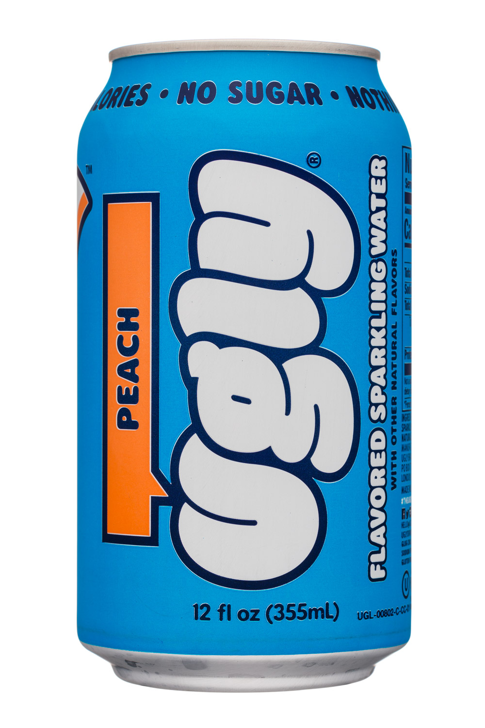 Ugly Drinks: UglyWater-12oz-SparklingWater-Peach-Front