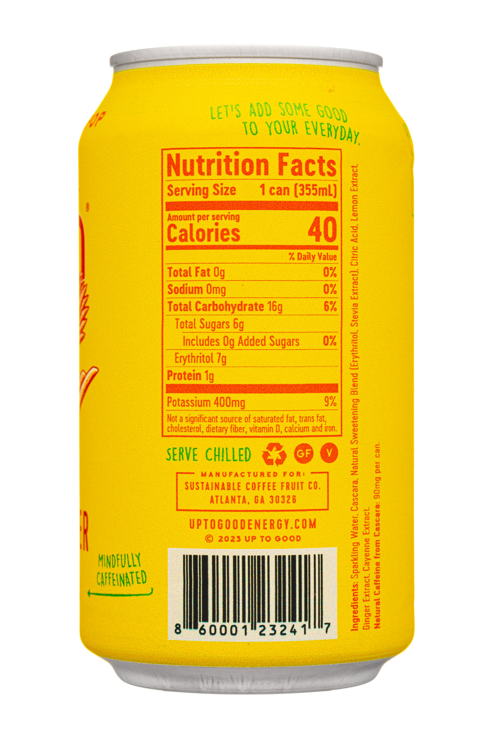 Up To Good: UpToGood-12oz-2023-Sparkling-LemonGinger-Facts
