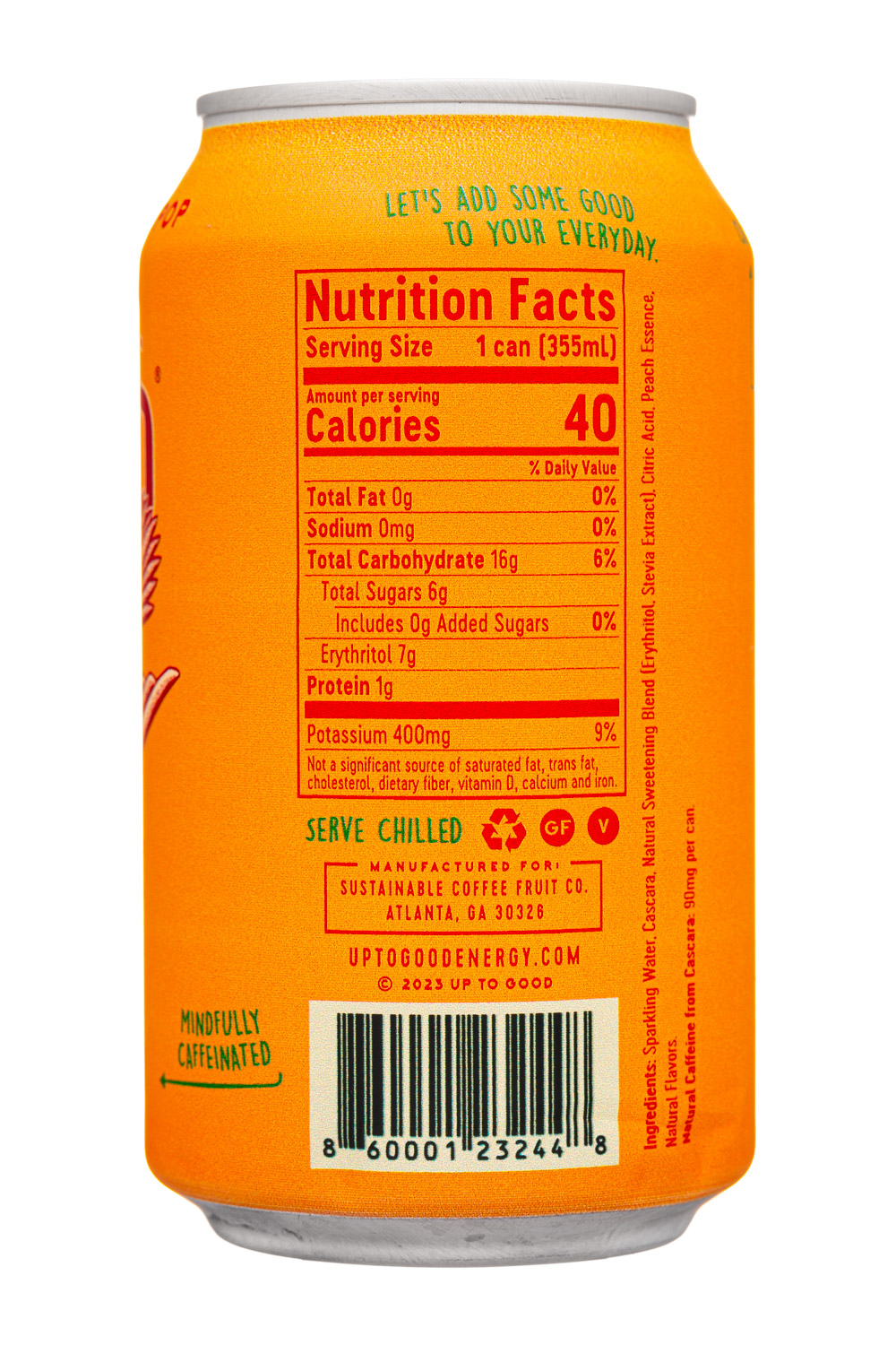 Up To Good: UpToGood-12oz-2023-Sparkling-Peach-Facts