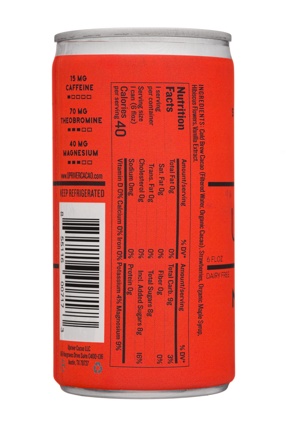 Upriver Nitro Cacao: Upriver-6oz-2020-NitroCacao-StrawbHibiscus-Facts