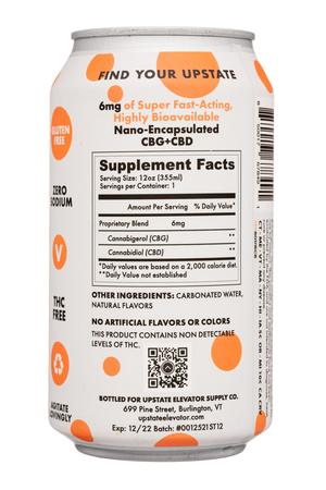 Upstate Elevator Supply Co.: UpstateElevatorSupply-12oz-2022-CBD-Seltzer-StrawbTangerine-Facts