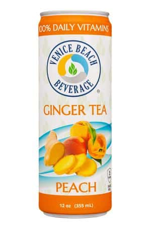 Venice Beach Beverage: VeniceBeachBeverage-12oz-2023-GingerTea-Peach-Front