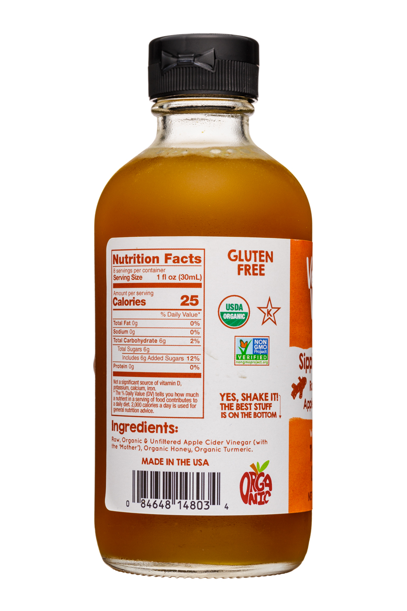 Vermont Village Sipping Vinegar: VermontVillage-8oz-SippingVinegar-TurmericHoney-Facts