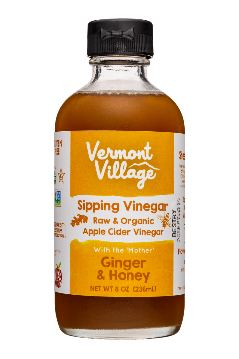 Vermont Village Sipping Vinegar: VermontVillage-8oz-SippingVinegar-GingerHoney-Front