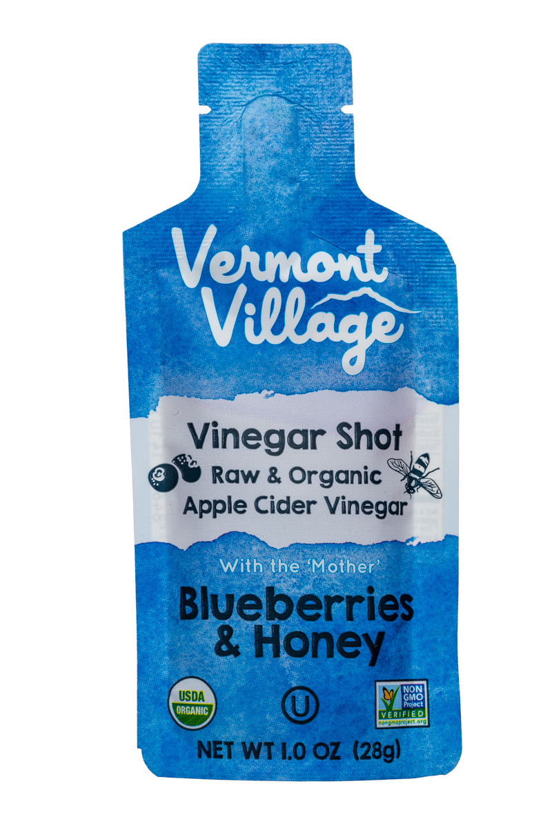 Vermont Village Vinegar Shots: VermontVillage-1oz-VinegarShot-BluebHoney-Front