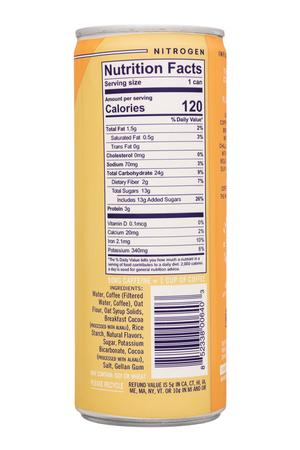 Verve Nitro Flash Brew: Verve-8oz-2022-CoffeeWOatmilk-Choc-Facts