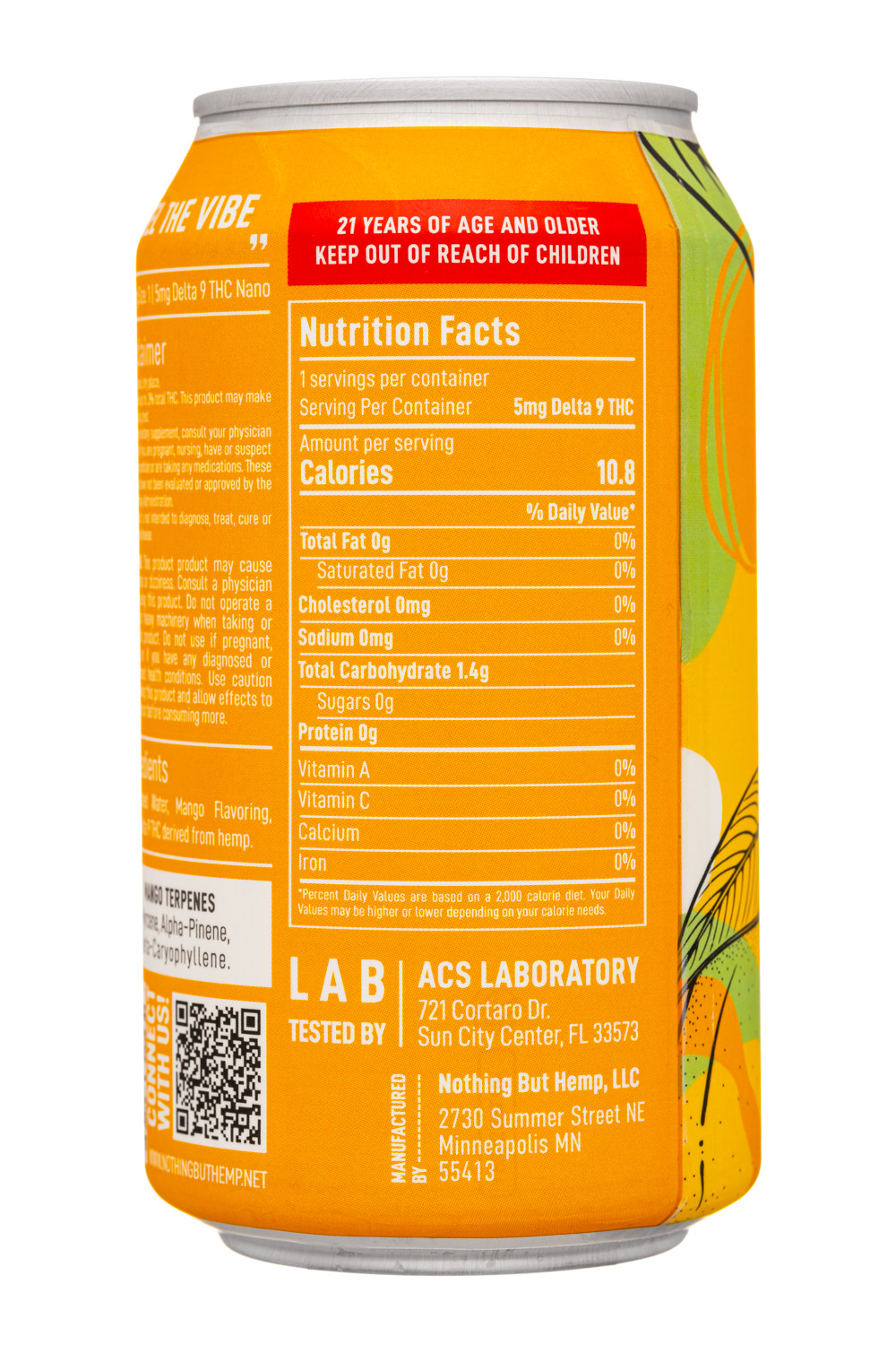 Vibes: Vibes-12oz-2023-THCDrink-Mango-Facts