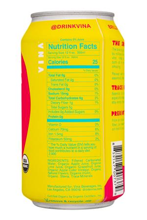 Vina : Vina-12oz-2022-Prebiotic-Grapefruit-Facts