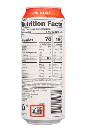 Vita Coco Coconut Water: VitaCoco-17oz-2022-CoconutJuice-Mango-Facts
