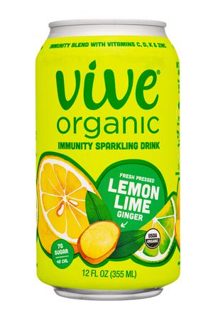 Vive Organic: Vive-12oz-2022-SparklingDrink-LemonLimeGinger-Front