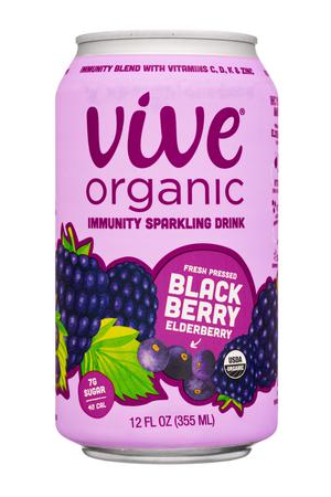 Vive Organic: Vive-12oz-2022-SparklingDrink-BlackBerryElderberry-Front