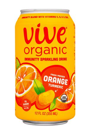 Vive Organic: Vive-12oz-2022-SparklingDrink-OrangeTurmeric-Front