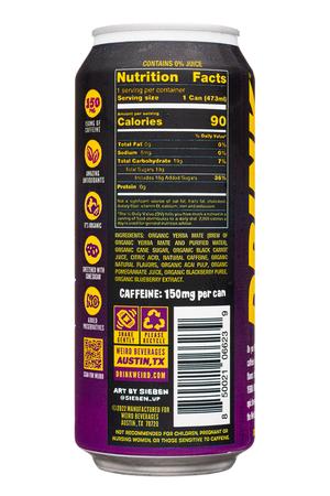 Weird Tea: WeirdBeverages-16oz-2023-Yerba-BluePomAcai-Facts