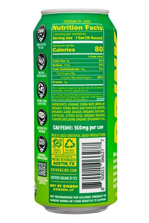 Weird Tea: WeirdBeverages-16oz-2024-YerbaMate-MysticalMint-Facts