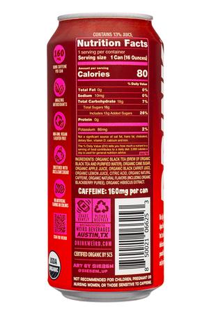 Weird Tea: WeirdBeverages-16oz-2024-YerbaMate-HibiscusBlackTrea-Facts