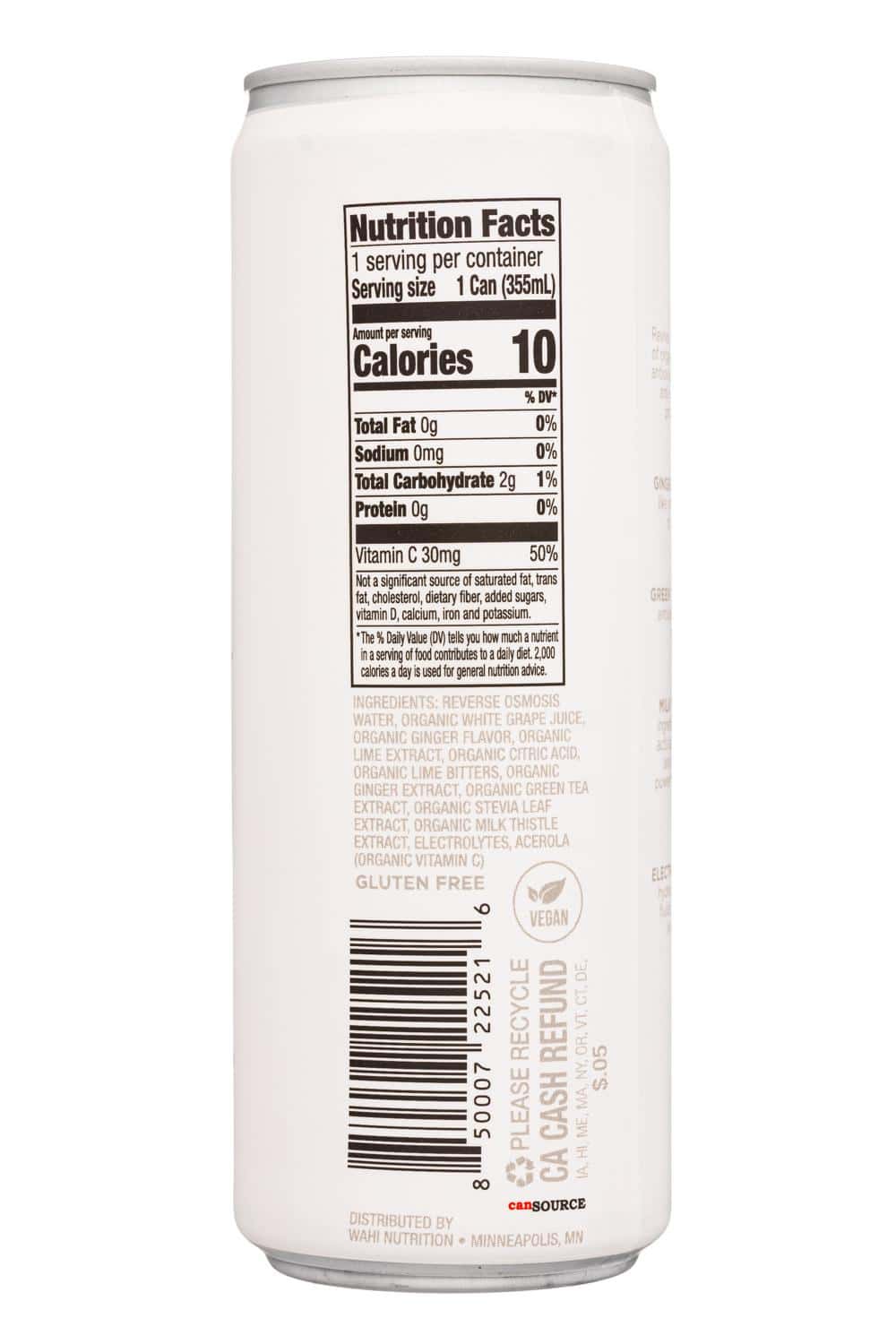 WâhiWater: WahiWater-12oz-2022-Sparkling-GingerLimeade-Facts