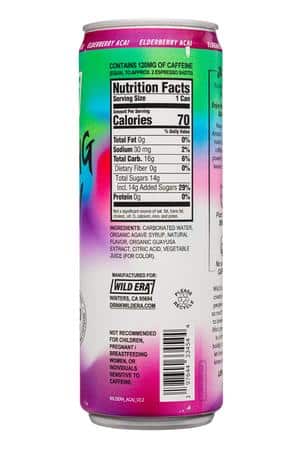 Wild Era Energy Tea Co.: WildEra-12oz-2025-SparklingTea-ElderberryAcai-Facts