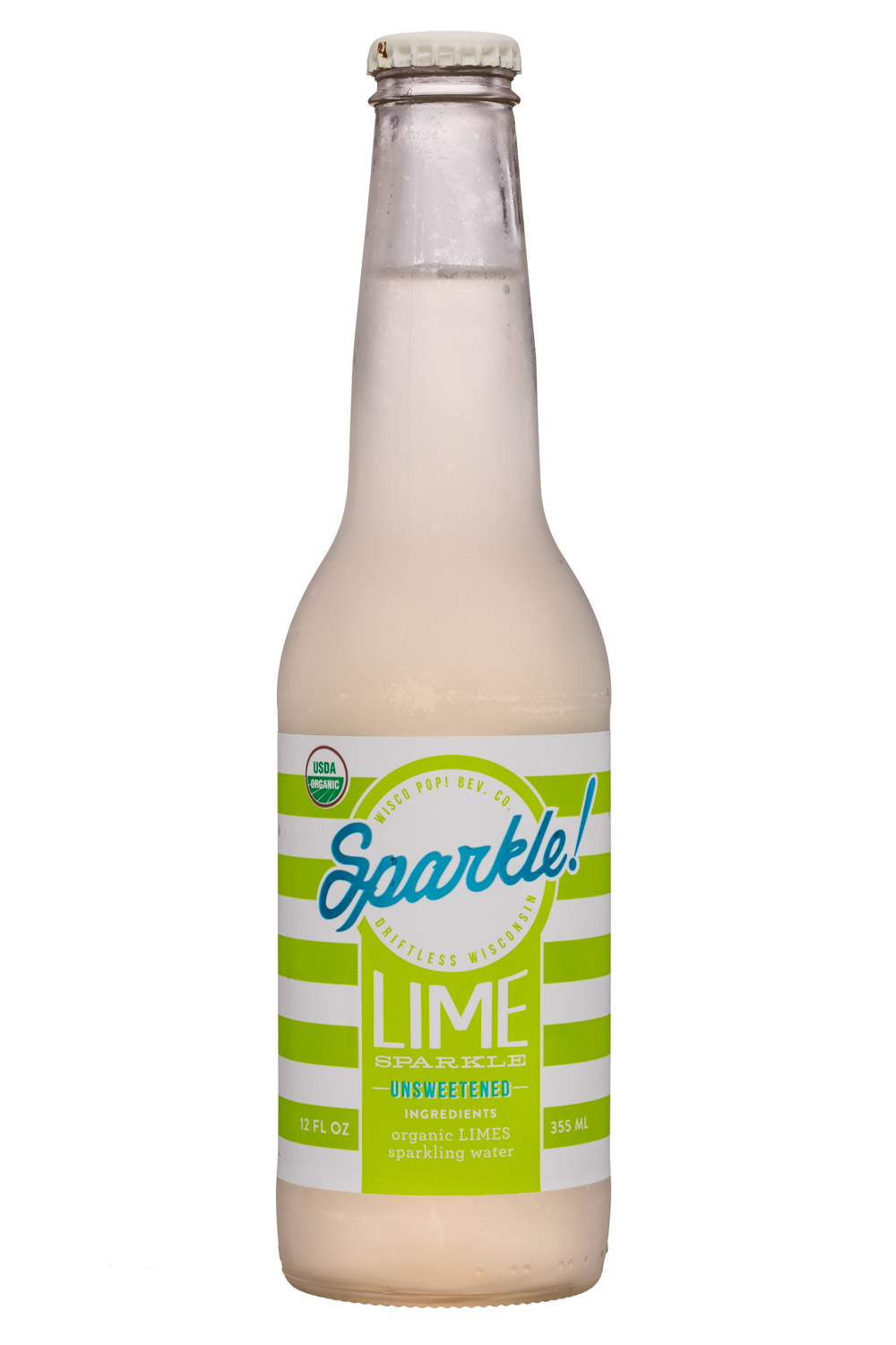 Wisco Pop! Sparkle: WiscoPop-12oz-Sparkle-Unsweet-Lime-Front