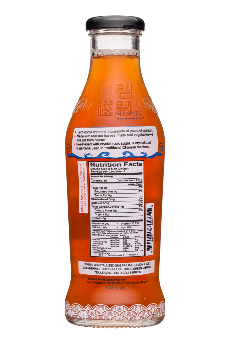 Wise Mouth: WiseMouth-16oz-JasmineGreenTea-Facts