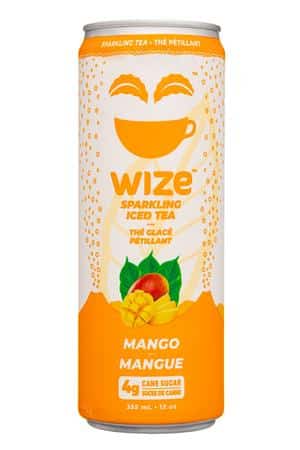 Wize Tea: Wise-12oz-2023-SparkIcedTea-Mango-Front