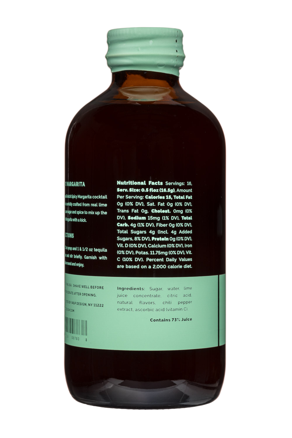 W&P Design: W&PDesign-8oz-CocktailSyrup-SpicyMargarita-Facts