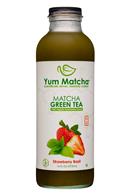 Yum Matcha: YumMatcha-16oz-2020-GreenTea-StrawbBasil-Front