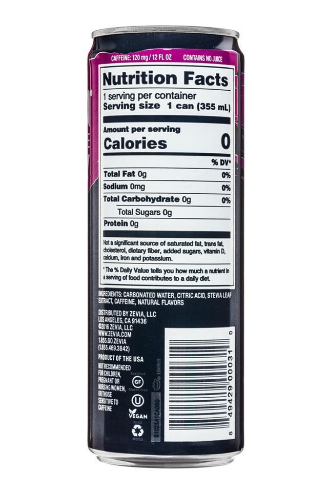 Zevia: Zevia-ZeroCalorieEnergy-12oz-RaspberryLime-Facts