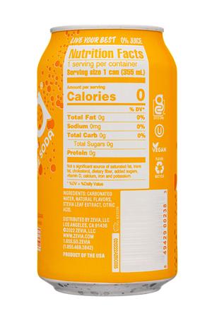 Zevia: Zevia-12oz-2022-ZeroCalorieSoda-OrangeCream-Facts