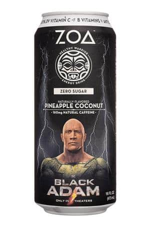 ZOA: ZOA-16oz-2022-ZeroSugar-BlackAdam-PineappleCoco-Front